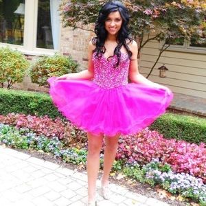 Pink paneled bustier dress